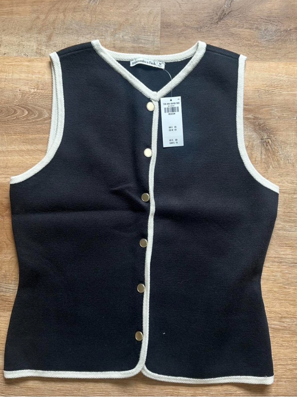 New black button front sweater tank - medium